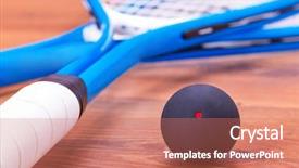  Presentation with squash sport racket - Colorful presentation theme enhanced with raquet - close up of a squash backdrop and a coral colored foreground