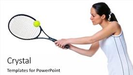  Presentation with kids tennis - Slides consisting of raquet - photo of a woman playing background and a white colored foreground