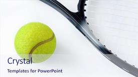  Presentation with tennis - Audience pleasing theme consisting of raquet - photo of tennis racket backdrop and a sky blue colored foreground