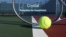  Presentation with tennis - Presentation theme consisting of raquet - tennis ball and racket background and a ocean colored foreground