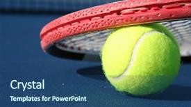  Presentation with lawn tennis a hard court - Presentation featuring raquet - tennis ball and racquet background and a ocean colored foreground