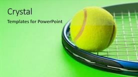  Presentation with badminton ball shuttlecock racket - Audience pleasing PPT theme consisting of raquet - tennis concept with balls backdrop and a mint green colored foreground