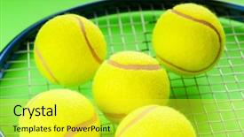  Presentation with tennis - Beautiful presentation featuring raquet - tennis concept with balls backdrop and a yellow colored foreground