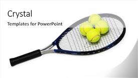  Presentation with tennis - Theme having raquet - tennis rackets and four balls background and a white colored foreground