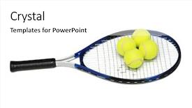  Presentation with tennis ball in the corner - PPT layouts enhanced with raquet - tennis rackets and four balls background and a white colored foreground