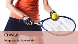  Presentation with tennis - Amazing PPT layouts having raquet - woman playing tennis on white backdrop and a coral colored foreground