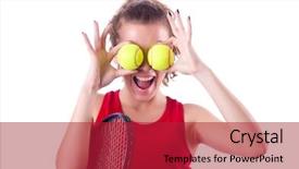  Presentation with professional tennis player athlete man - Presentation theme featuring raquet - woman tennis player isolated background and a  colored foreground