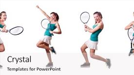  Presentation with professional tennis player athlete man - Cool new slide deck with raquet - woman tennis player isolated backdrop and a  colored foreground