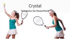  Presentation with tennis - Slide set with raquet - woman tennis player isolated background and a white colored foreground