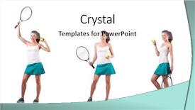  Presentation with tennis - Slide deck consisting of raquet - woman tennis player isolated background and a  colored foreground