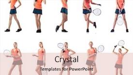  Presentation with young children playing multicultural - Cool new slide deck with raquet - young woman playing tennis isolated backdrop and a lemonade colored foreground