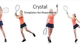  Presentation with young children playing multicultural - Beautiful slide deck featuring raquet - young woman playing tennis isolated backdrop and a  colored foreground