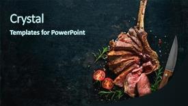  Presentation with steak - Cool new presentation theme with rare - grilled dry aged tomahawk steak backdrop and a wine colored foreground