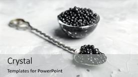  Presentation with caviar - Presentation theme having rare - spoon and bowl with delicious background and a light gray colored foreground