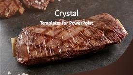  Presentation with hot steam earth - Slides featuring rare beef grillsteak barbecue meat background and a tawny brown colored foreground