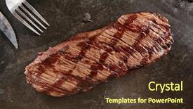  Presentation with hot steam earth - PPT layouts enhanced with rare beef grillsteak barbecue meat background and a  colored foreground