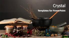  Presentation with scary halloween - Presentation design with rare book - scary halloween laboratory background and a dark gray colored foreground