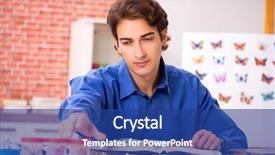  Presentation with student - PPT theme having rare book - student entomologist studying new species background and a  colored foreground