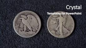  Presentation with dollar - PPT theme with rare coins - usa vintage silver half-dollar 1941 background and a dark gray colored foreground
