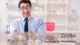  Presentation with anti parasitice for human - PPT theme featuring rare history - funny crazy professor studying human background and a soft green colored foreground