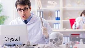  Presentation with professor - PPT layouts featuring rare history - professor studying human skeleton background and a  colored foreground