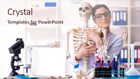  Presentation with archaeologist - Slide deck with rare history - young female archaeologist working background and a sky blue colored foreground