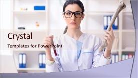  Presentation with archaeologist - PPT theme featuring rare history - young female archaeologist working background and a lemonade colored foreground