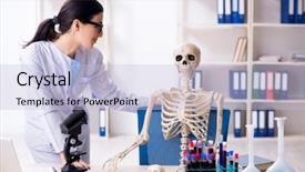  Presentation with archaeologist - Beautiful slides featuring rare history - young female archaeologist working backdrop and a light blue colored foreground