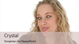  Presentation with tongue - Presentation theme consisting of rasberries - beautiful blond girl sticking background and a  colored foreground