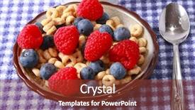  Presentation with breakfast cereal - Presentation enhanced with rasberries - breakfast cereal with berries background and a ocean colored foreground