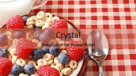  Presentation with checkered tablecloth - Beautiful slides featuring rasberries - breakfast of berries and milk backdrop and a coral colored foreground