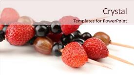  Presentation with healthy snack - Audience pleasing slide deck consisting of rasberries - fresh berry kebabs for healthy backdrop and a  colored foreground
