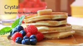  Presentation with berries - PPT theme with pan cake - fresh golden pancakes with summer background and a red colored foreground