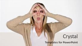  Presentation with human face set of faces - Theme enhanced with rasberries - mature model making faces background and a  colored foreground