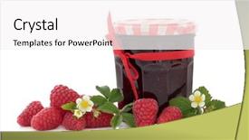  Presentation with jam - Audience pleasing PPT theme consisting of rasberries - raspberry jam with fresh raspberries backdrop and a  colored foreground