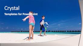  Presentation with summer sun - Beautiful theme featuring rash guards for sun protection backdrop and a ocean colored foreground