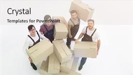  Presentation with boxes - Beautiful presentation featuring rasional - delivery men with cardboard boxes backdrop and a lemonade colored foreground