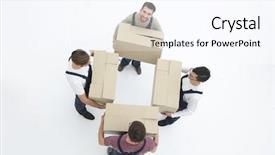  Presentation with disciplined agile delivery - Cool new slides with rasional - delivery men with cardboard boxes backdrop and a cool aqua colored foreground