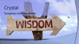  Presentation with wisdom - Colorful PPT theme enhanced with rasional - wisdom sign with a beach backdrop and a light blue colored foreground