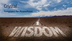  Presentation with wisdom - PPT theme enhanced with rasional - wisdom written on desert road background and a teal colored foreground