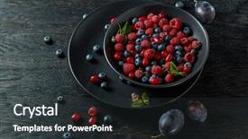  Presentation with dogwood - Slide deck enhanced with raspberries blueberries plum and dogwood background and a  colored foreground