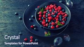  Presentation with dogwood - Colorful PPT theme enhanced with raspberries blueberries plum and dogwood backdrop and a  colored foreground