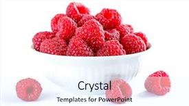  Presentation with bowl - PPT layouts featuring raspberry - big pile of fresh raspberries background and a cool aqua colored foreground