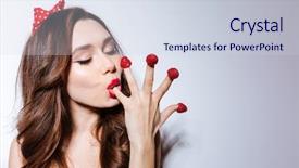  Presentation with eating - PPT theme with raspberry - model in underwear eating raspberries background and a lemonade colored foreground