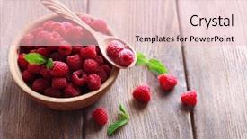  Presentation with sweet - PPT theme enhanced with raspberry - ripe sweet raspberries in bowl background and a lemonade colored foreground