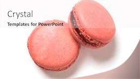  Presentation with flavor - Slide deck featuring raspberry-flavor-macarons-top-view background and a sky blue colored foreground