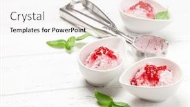  Presentation with ice cream - Colorful presentation theme enhanced with raspberry-ice-cream-scoops backdrop and a white colored foreground