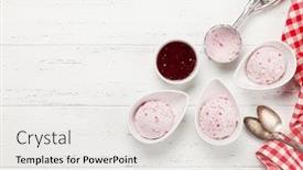  Presentation with ice cream - PPT layouts with raspberry-ice-cream-scoops background and a white colored foreground