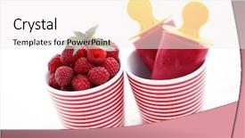  Presentation with food ice - Amazing PPT theme having raspberry ice creams with yogurt backdrop and a  colored foreground