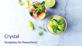  Presentation with fruit energy drink - Beautiful PPT layouts featuring raspberry-lemon lemonade with mint backdrop and a sky blue colored foreground